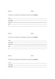 English Worksheet: Subordinating Conjunctions 