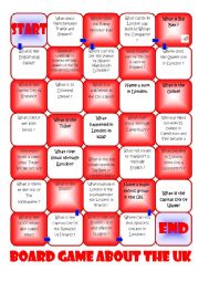 English Worksheet: UK BOARD GAME