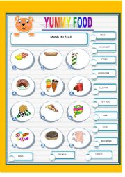 English Worksheet: YUMMY FOOD