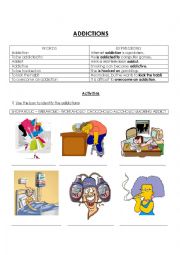 English Worksheet: addictions