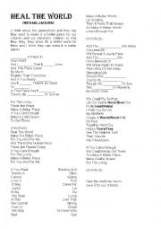 English Worksheet: Heal the World (song) by Michel Jackson