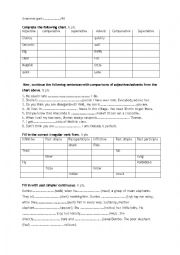 English Worksheet: simple tenses, modal verbs, adjectives and adverbs.