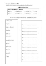 English Worksheet: Alphabetical order - higher ability