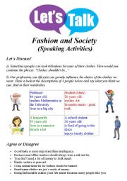 English Worksheet: Fashion and Society