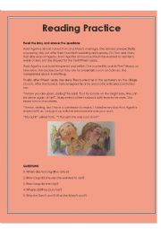 English Worksheet: Reading Practice - Aunt Agatha