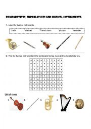 English Worksheet: Comparatives, Superlatives and Musical Instruments
