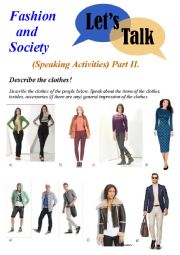 English Worksheet: Fashion and Society Speaking Activities (part 2)