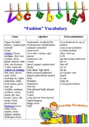 Fashion Vocabulary + exercises