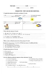 English Worksheet: First and second conditional