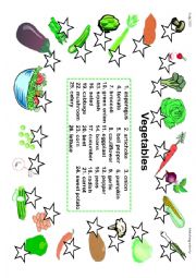 Vocabulary -  Vegetables - Matching activity