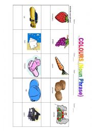 English Worksheet: Colours (Noun Phrase)