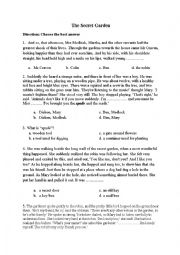 English Worksheet: The secret gafden