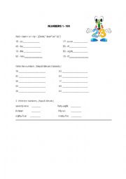 English Worksheet: numbers