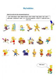 English Worksheet: My hobbies with the Simpsons