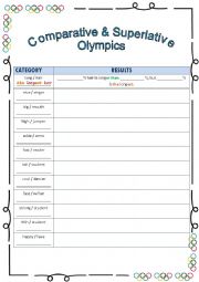 English Worksheet: Comparative & Superlative Olympics
