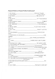 English Worksheet: Present Perfect or Present Perfect Progressive?