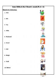 English Worksheet: Snow White and the Seven Dwarfs vocabulary and pictures