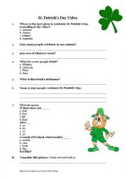 English Worksheet: St Patricks Day Video Exercise