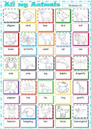 English Worksheet: All my Animals * Pictionary 1