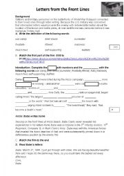 English Worksheet: WWII Letter from the front Lines