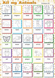 English Worksheet: All my Animals * Pictionary 2