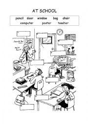 English Worksheet: School Things