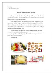 English Worksheet: Effects of junk food