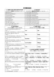 English Worksheet: numbers. reading cardinals and ordinals