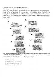 English Worksheet: daily routines