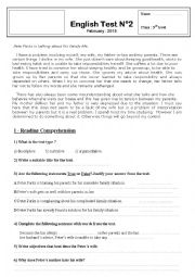 English Worksheet: family life