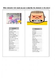 English Worksheet: Describing Feelings- character traits