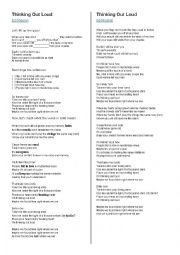 English Worksheet: Song Activity: Thinking out loud - Ed Sheeran