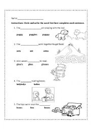 English Worksheet: Plurals