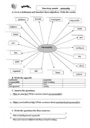 English Worksheet: personality