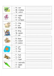English Worksheet: First letters practice