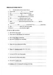 English Worksheet: IRREGULAR VERBS