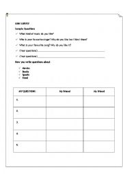 English Worksheet: Mini survey