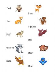 English Worksheet: Forest Animals Vocabulary