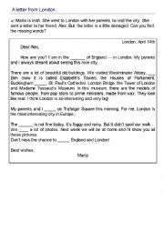 English Worksheet: A Letter from London