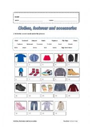 English Worksheet: Clothes, footwear and accessories