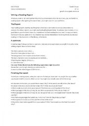 English Worksheet: Writing a Reading Report