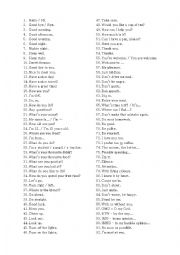 English Worksheet: Basic sentences and expressions part 1 