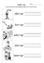 English Worksheet: Suffix -ing Year 1