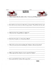 English Worksheet: Dirt Bike Racer Chapters 3&4
