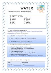 English Worksheet: Water