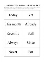 Oral practice cards - Present Perfect Tense