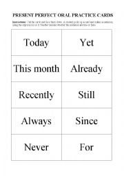 English Worksheet: Oral practice cards - Present Perfect Tense