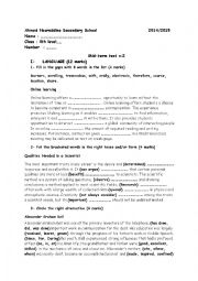 English Worksheet: mid-term test n 2