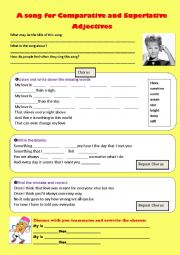 English Worksheet: A great song for comparative and superlative adjectives