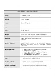 English Worksheet: Preparation for english lesson